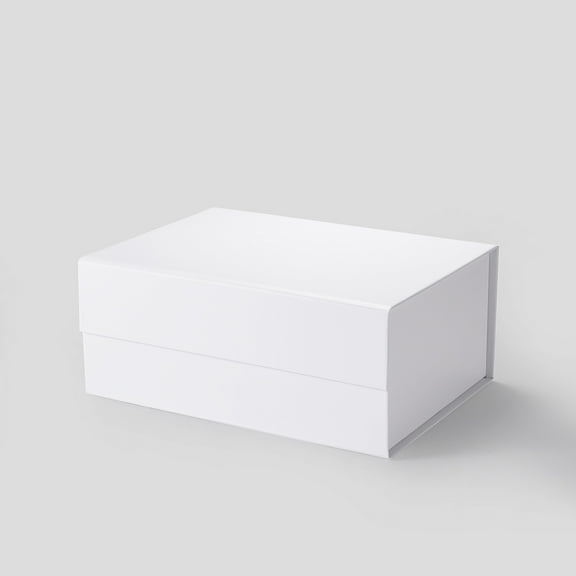 9.25"X6.7"X3.93" Geoto A5 Deep Size Gift Wrapping Box, Magnetic Closure Collapsible White Black Magnet Gift Packaging Box(White)