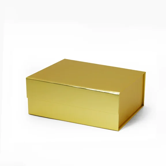 9.25"X6.7"X3.93" Geoto A5 Deep Size Magnetic Closure Collapsible White Black Magnet Gift Packaging Boxes 1 Pack(Gold)