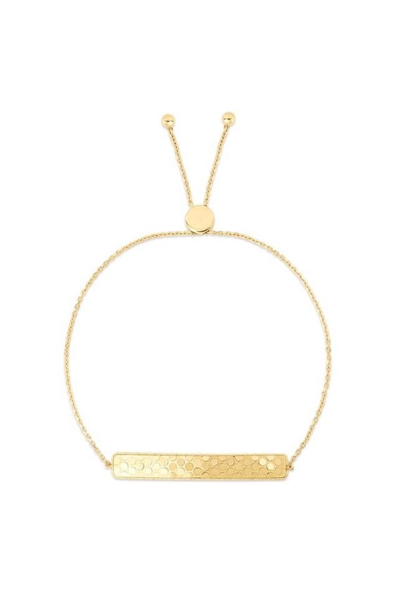 9.25 in. 14K Diamond Cut Textured Bracelet with Draw String Clasp