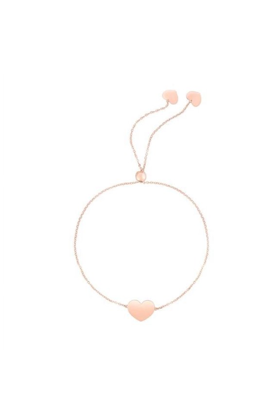 9.25 in. 14K Rose Gold Diamond Cut Textured Bracelet with Draw String Clasp