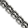 thumbnail image 1 of 9.25 in. Stainless Steel Brushed & Polished Black Rubber Bracelet, 1 of 1