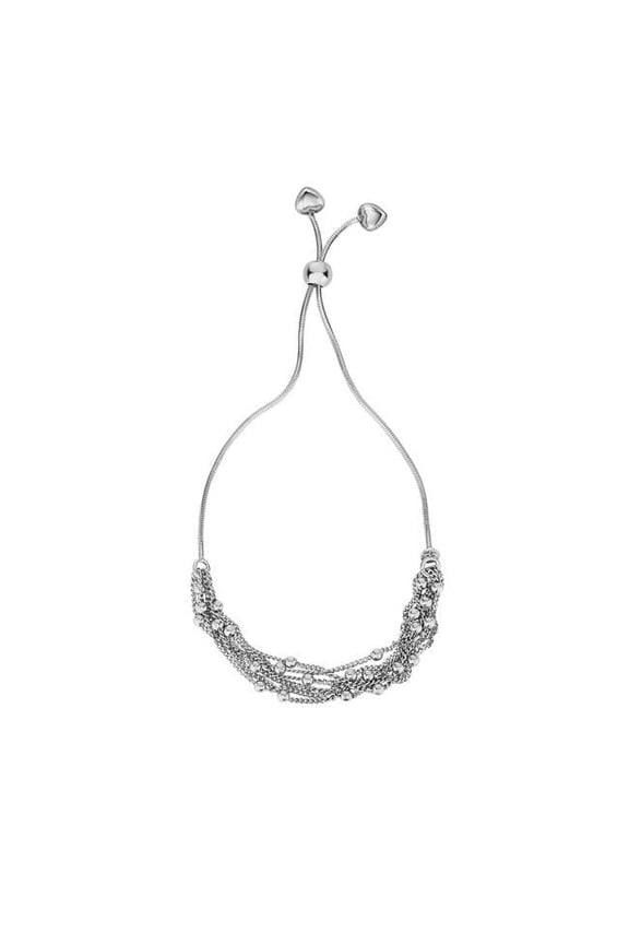 9.25 in. Sterling Silver Diamond Cut Textured Bracelet with Draw String Clasp