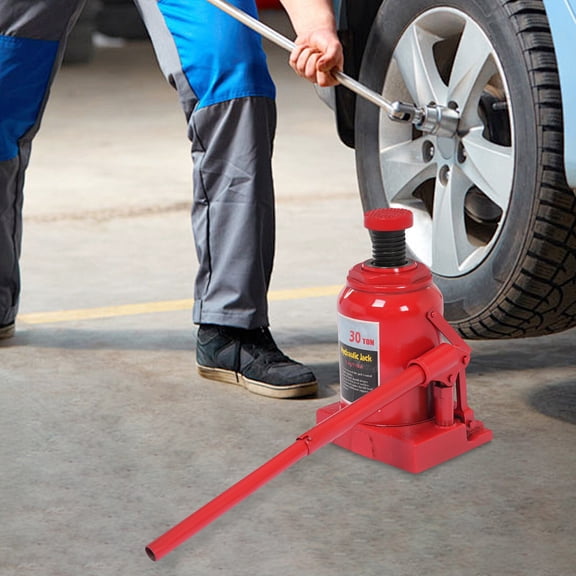 9.25in Red Hydraulic Stubby Low Profile Welded Bottle Jack Hydraulic Cylinder Jack with Practical Rocking Lever
