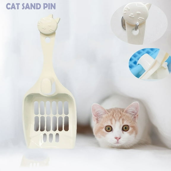 9.25x3.74x1.18 Inch Pet Litter Shovel with Hooks and Kitty Face Design - PP Plastic Cleaning Tool for Pet Waste Management