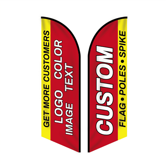 9.2ft / 2.8m Custom Feather Flag Kit Outside with Poles Stake for Business