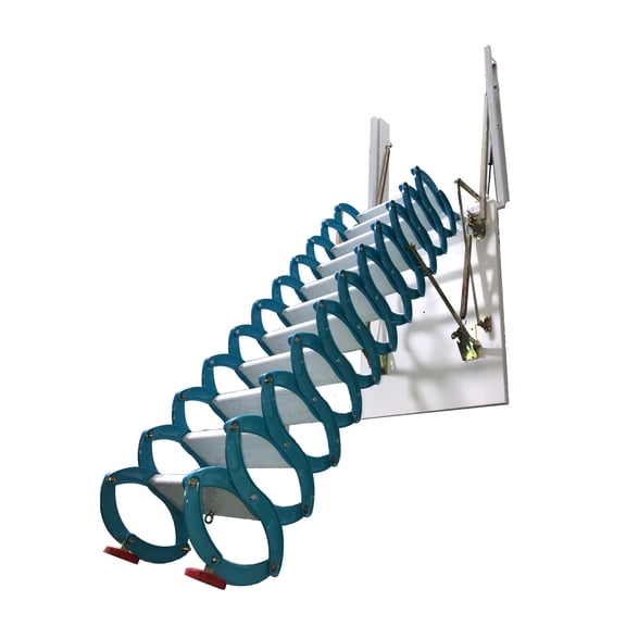 9.2ft Side-mounted Loft Wall Ladder Stairs Hidden Folding Loft Ladder Stairs Pull Down Attic Ladder 11 Steps Blue Al-Mg Alloy 660LB Loading Capacity