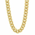 thumbnail image 1 of 9.2mm Large 14k Yellow Gold Plated Flat Cuban Link Curb Chain Necklace, 30 inches + Gift Box, 1 of 7