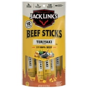 Jack Link’s Teriyaki Beef Sticks, 10-pack of  .92oz Protein Snacks, Made with 100% Beef, Individually Wrapped
