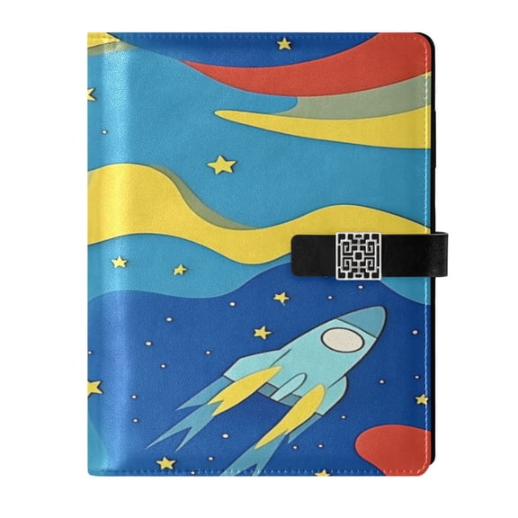 9.2x6.7 inch Leather Notebook 100 Sheets, Multi-Pocket Design & Pen Loop A Rocket Refillable Journal Organizer