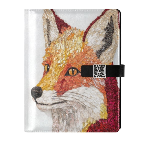 9.2x6.7 inch Leather Notebook 100 Sheets, Multi-Pocket Design & Pen Loop A Sequined Fox Refillable Journal Organizer