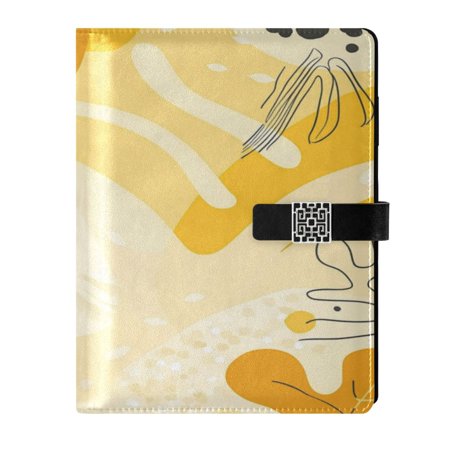 9.2x6.7 inch Leather Notebook 100 Sheets, Multi-Pocket Design & Pen Loop Abstract Summer Background Refillable Journal Organizer