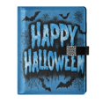 thumbnail image 1 of 9.2x6.7 inch Leather Notebook 100 Sheets, Multi-Pocket Design & Pen Loop Blue Color Happy Halloween Refillable Journal Organizer, 1 of 6