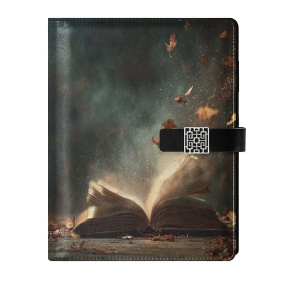 9.2x6.7 inch Leather Notebook 100 Sheets, Multi-Pocket Design & Pen Loop Book with Dust Swirling Refillable Journal Organizer