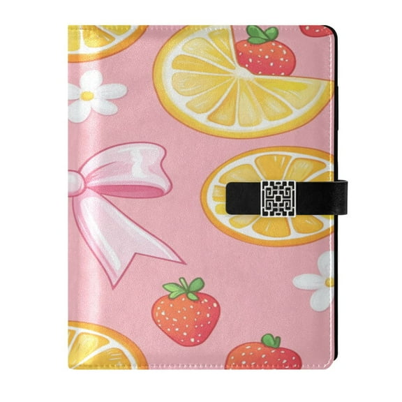 9.2x6.7 inch Leather Notebook 100 Sheets, Multi-Pocket Design & Pen Loop Bow Ribbon and Orange Refillable Journal Organizer