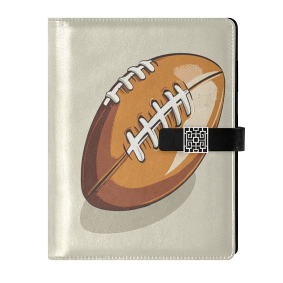 9.2x6.7 inch Leather Notebook 100 Sheets, Multi-Pocket Design & Pen Loop Cartoon American Football Refillable Journal Organizer