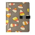 thumbnail image 1 of 9.2x6.7 inch Leather Notebook 100 Sheets, Multi-Pocket Design & Pen Loop Cartoon Candy Corn Refillable Journal Organizer, 1 of 6
