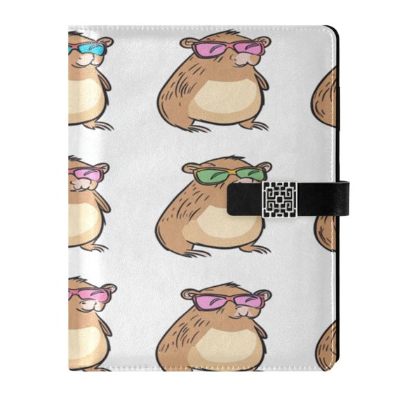 9.2x6.7 inch Leather Notebook 100 Sheets, Multi-Pocket Design & Pen Loop Cartoon Capybaras Pattern Refillable Journal Organizer