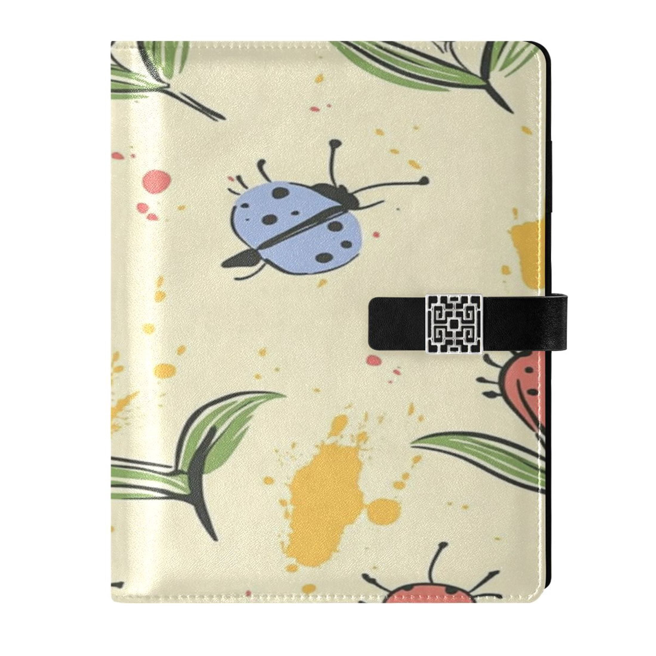 Ladybug Notebook 9.2x6.7 inch Leather Notebook 100 Sheets, Multi-Pocket Design & Pen ...