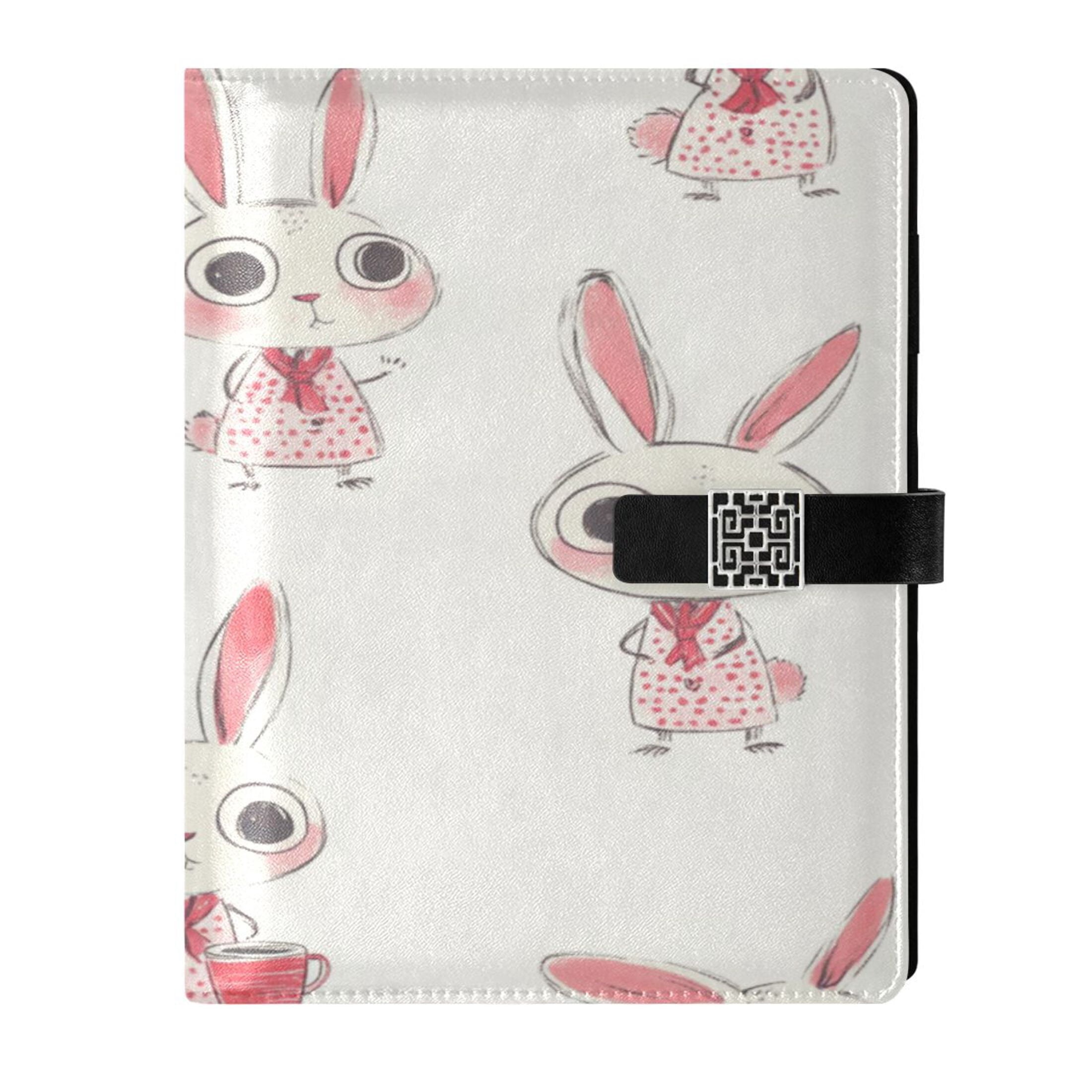 Notebooks Rabbits 9.2x6.7 inch Leather Notebook 100 Sheets, Multi-Pocket Design & Pen ...