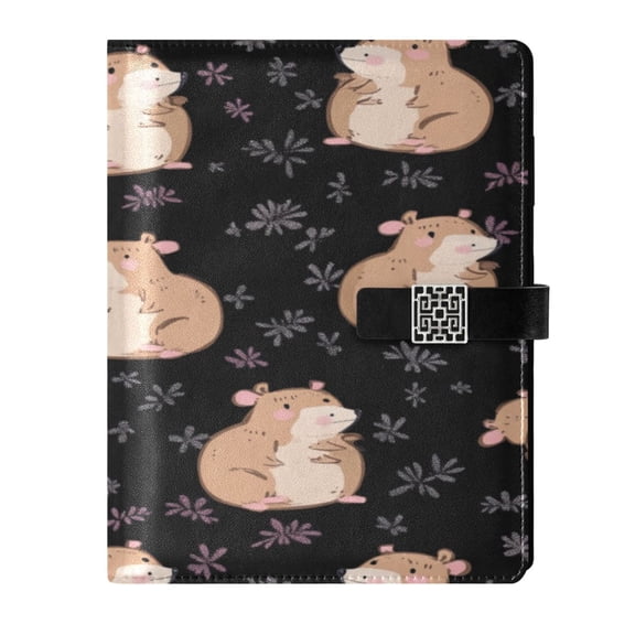 9.2x6.7 inch Leather Notebook 100 Sheets, Multi-Pocket Design & Pen Loop Cartoonish Capybaras Refillable Journal Organizer