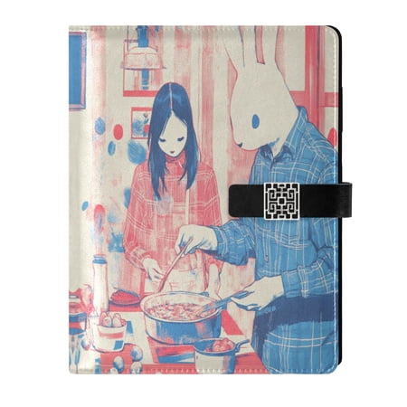 9.2x6.7 inch Leather Notebook 100 Sheets, Multi-Pocket Design & Pen Loop Cooking Scene Refillable Journal Organizer