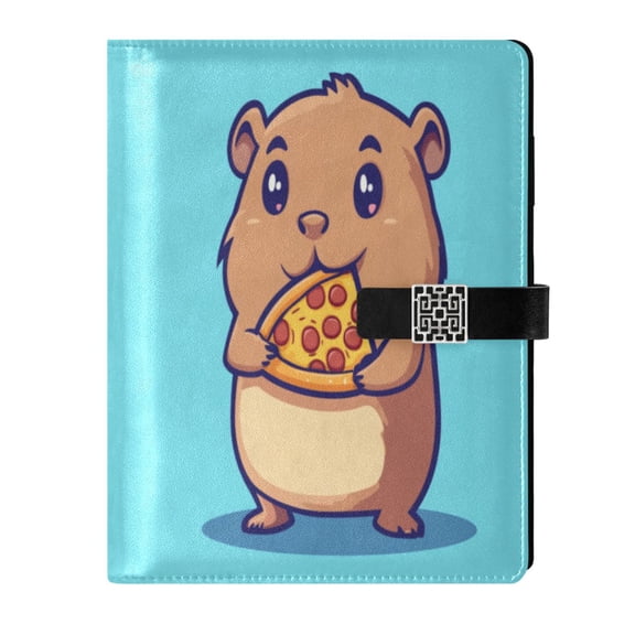 9.2x6.7 inch Leather Notebook 100 Sheets, Multi-Pocket Design & Pen Loop Cute Capybara Refillable Journal Organizer