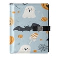 thumbnail image 1 of 9.2x6.7 inch Leather Notebook 100 Sheets, Multi-Pocket Design & Pen Loop Cute Halloween-themed Clipart Refillable Journal Organizer, 1 of 6