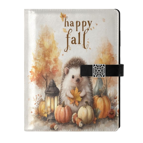 9.2x6.7 inch Leather Notebook 100 Sheets, Multi-Pocket Design & Pen Loop Cute Little Hedgehog Refillable Journal Organizer