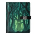 thumbnail image 1 of 9.2x6.7 inch Leather Notebook 100 Sheets, Multi-Pocket Design & Pen Loop Dark Forest with Green Eyes Refillable Journal Organizer, 1 of 6
