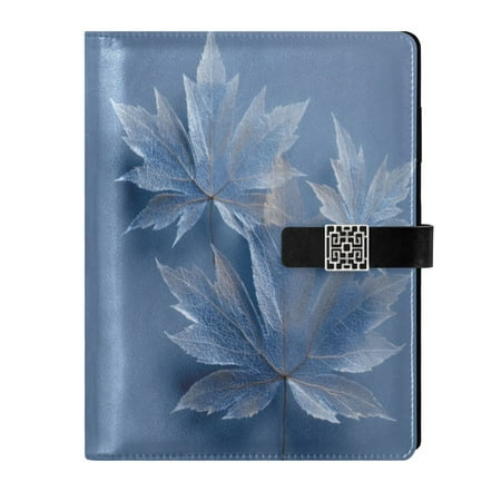 9.2x6.7 inch Leather Notebook 100 Sheets, Multi-Pocket Design & Pen Loop Glass Mapleleaves Refillable Journal Organizer
