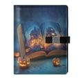 thumbnail image 1 of 9.2x6.7 inch Leather Notebook 100 Sheets, Multi-Pocket Design & Pen Loop Halloween Themed Illustration Book Refillable Journal Organizer, 1 of 6