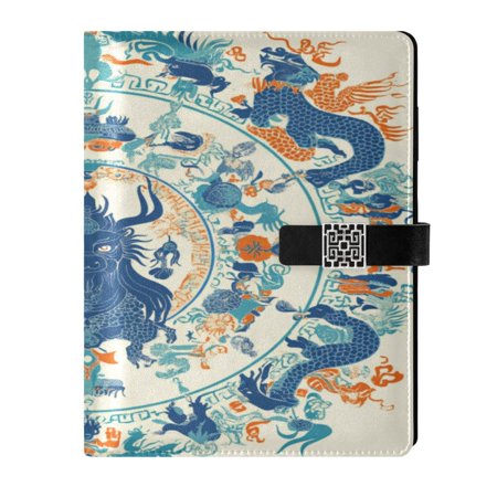 9.2x6.7 inch Leather Notebook 100 Sheets, Multi-Pocket Design & Pen Loop Intricate Circular Pattern Refillable Journal Organizer