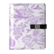 9.2x6.7 inch Leather Notebook 100 Sheets, Multi-Pocket Design & Pen Loop Lilac Floral Motifs Refillable Journal Organizer