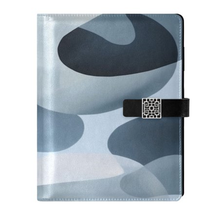 9.2x6.7 inch Leather Notebook 100 Sheets, Multi-Pocket Design & Pen Loop Off-white Circular Pattern Refillable Journal Organizer