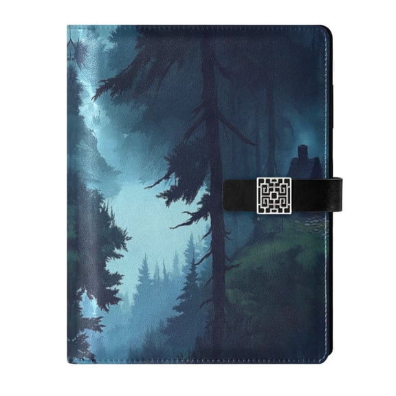 9.2x6.7 inch Leather Notebook 100 Sheets, Multi-Pocket Design & Pen Loop Old Witch's Hut Refillable Journal Organizer