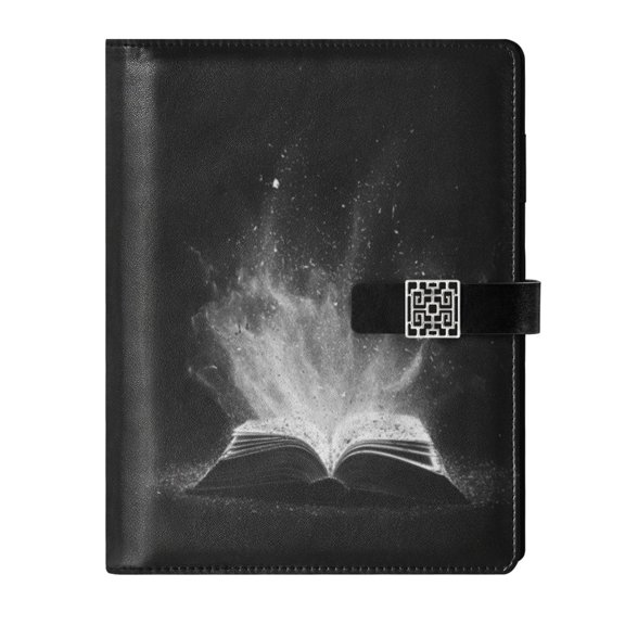 9.2x6.7 inch Leather Notebook 100 Sheets, Multi-Pocket Design & Pen Loop Open Book Refillable Journal Organizer