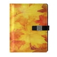 thumbnail image 1 of 9.2x6.7 inch Leather Notebook 100 Sheets, Multi-Pocket Design & Pen Loop Orange Maple Leaves Refillable Journal Organizer, 1 of 6