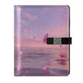 thumbnail image 1 of 9.2x6.7 inch Leather Notebook 100 Sheets, Multi-Pocket Design & Pen Loop Pink Butterflies Flying Refillable Journal Organizer, 1 of 6