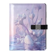 9.2x6.7 inch Leather Notebook 100 Sheets, Multi-Pocket Design & Pen Loop Purple Fantasy World Refillable Journal Organizer