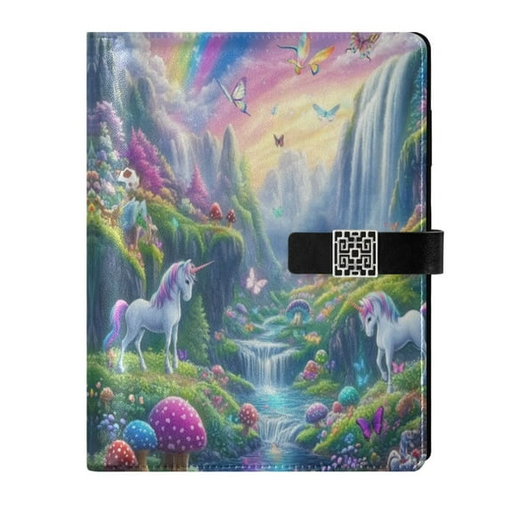 9.2x6.7 inch Leather Notebook 100 Sheets, Multi-Pocket Design & Pen Loop Rainbow-colored Valley Refillable Journal Organizer