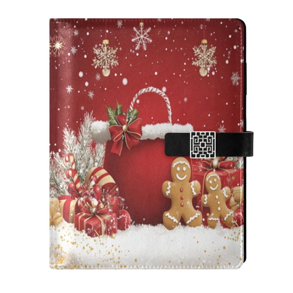 9.2x6.7 inch Leather Notebook 100 Sheets, Multi-Pocket Design & Pen Loop Red Gift Bag Refillable Journal Organizer