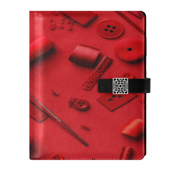 9.2x6.7 inch Leather Notebook 100 Sheets, Multi-Pocket Design & Pen Loop Red Sewing Supplies Refillable Journal Organizer