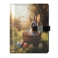 thumbnail image 1 of 9.2x6.7 inch Leather Notebook 100 Sheets, Multi-Pocket Design & Pen Loop Small Fluffy Bunny Refillable Journal Organizer, 1 of 6