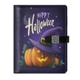 thumbnail image 1 of 9.2x6.7 inch Leather Notebook 100 Sheets, Multi-Pocket Design & Pen Loop Spooky Halloween Design Refillable Journal Organizer, 1 of 6