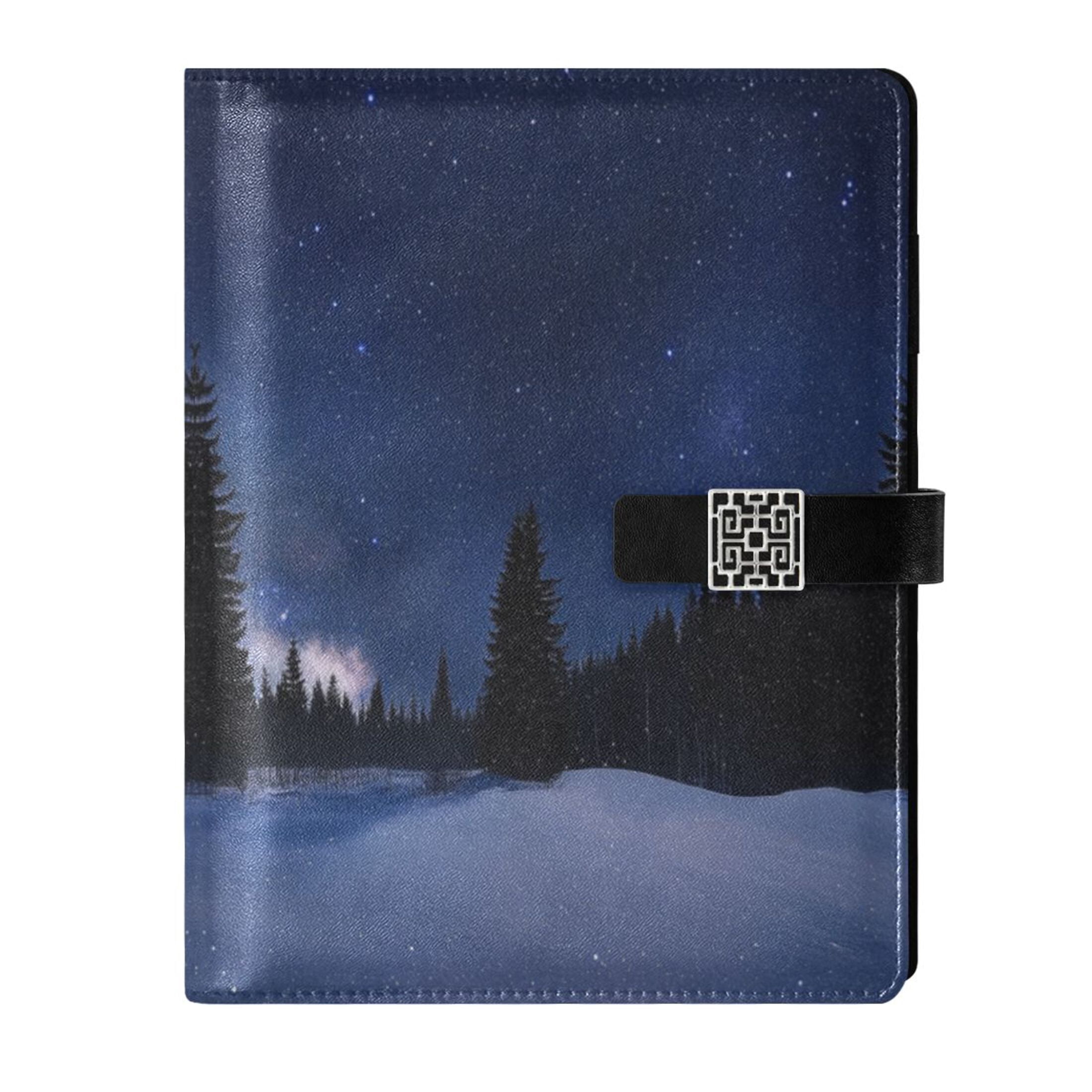 9.2x6.7 inch Leather Notebook 100 Sheets, Multi-Pocket Design & Pen ...
