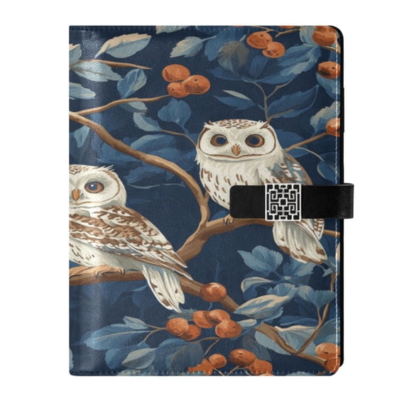 9.2x6.7 inch Leather Notebook 100 Sheets, Multi-Pocket Design & Pen Loop Three Owls Refillable Journal Organizer