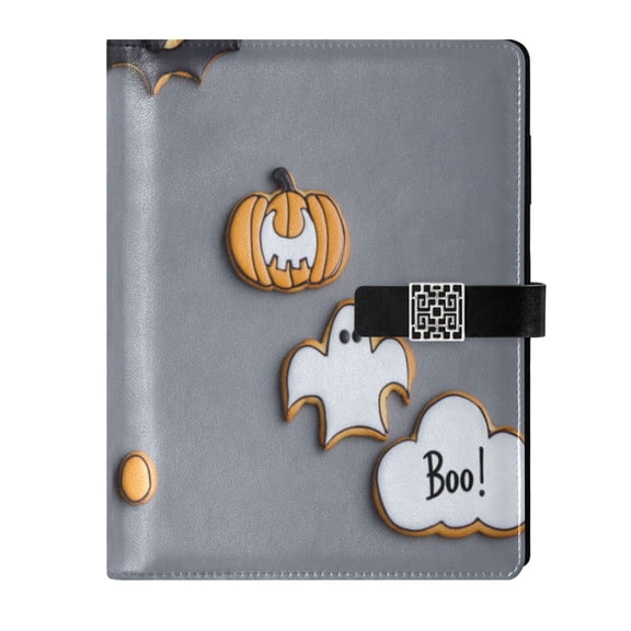 9.2x6.7 inch Leather Notebook 100 Sheets, Multi-Pocket Design & Pen Loop Vampire Bat and Ghost Refillable Journal Organizer