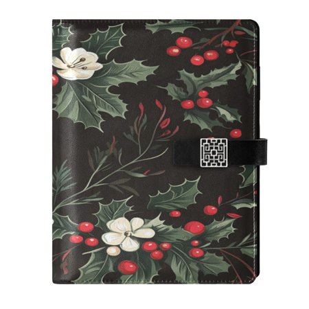 9.2x6.7 inch Leather Notebook 100 Sheets, Multi-Pocket Design & Pen Loop Vintage Floral Ornaments Refillable Journal Organizer