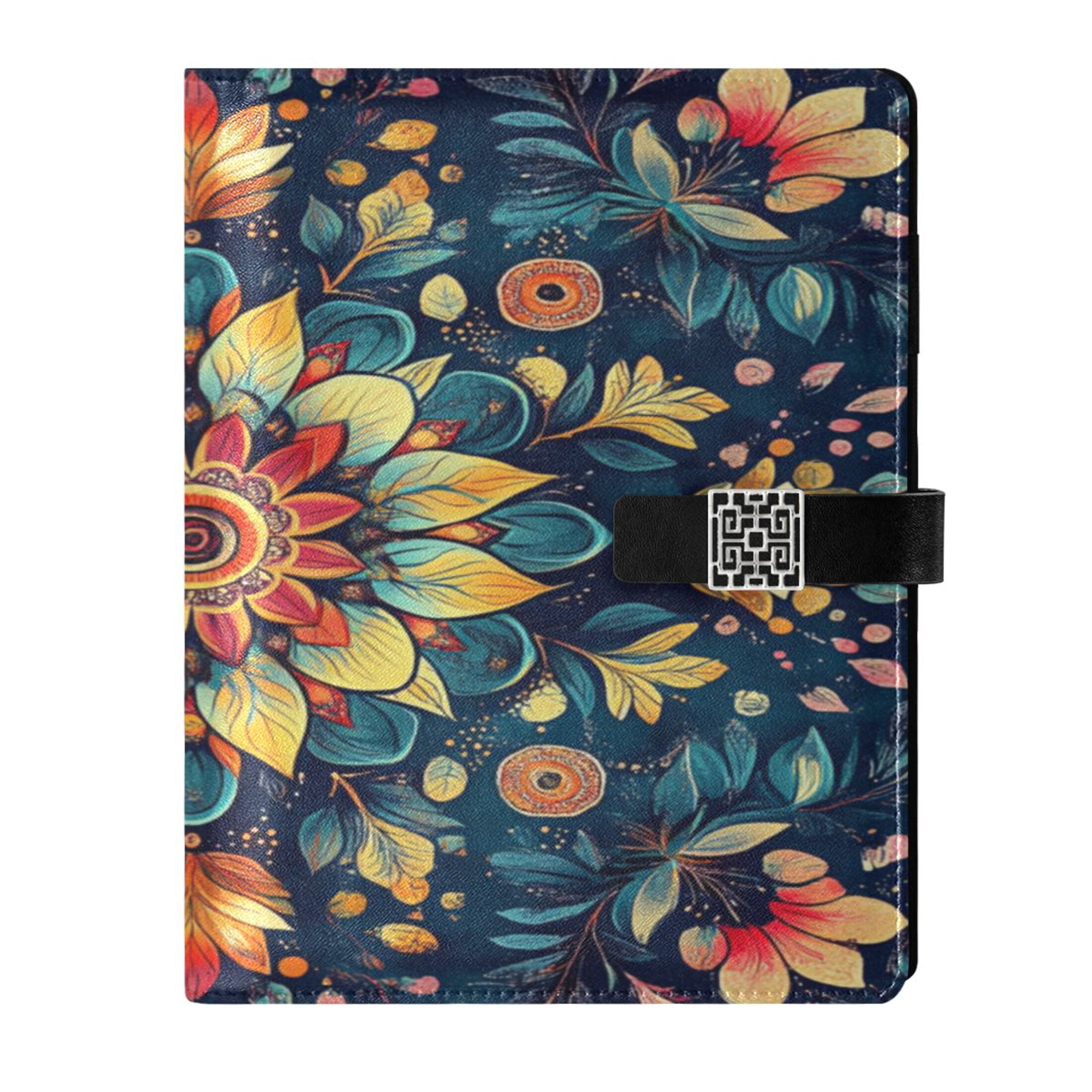 9.2x6.7 inch Leather Notebook 100 Sheets, Multi-Pocket Design & Pen Loop Vintage Mandala Pattern Refillable Journal Organizer