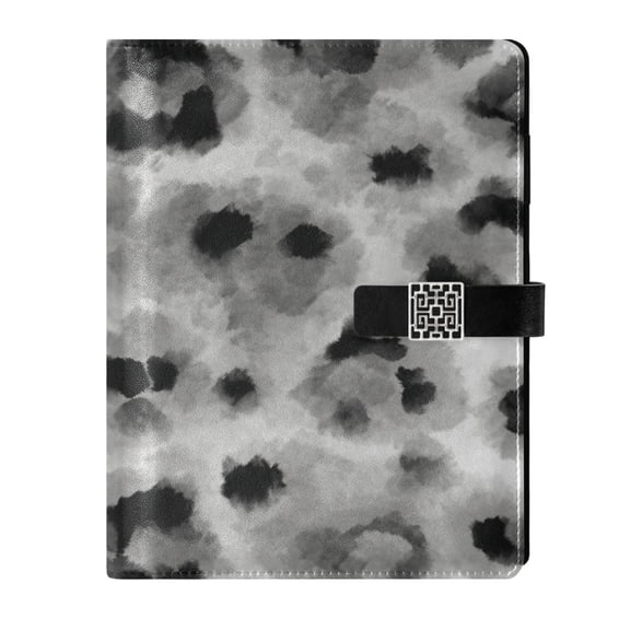 9.2x6.7 inch Leather Notebook 100 Sheets, Multi-Pocket Design & Pen Loop Watercolor Leopard Spots Refillable Journal Organizer